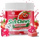 Chewable Iron Supplement for Women & Men and Kids - Strawberry Flavor, Iron Vitamin C Soft Chew for Max Absorption, Iron as Ferrous Fumarate, Ideal for Iron Deficiency, 2 Month Supply
