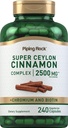 Piping Rock Super Ceylon Cinnamon Kompleksi Capsules | 240 Toz Pills | Kromium ve Biotin | Vegetarian, Non-GMO, Gluten Free