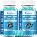 Yetişkinler Kadınlar ve Erkekler için Collagen ile 15000 s - Saç, Skin & Nails Gummies with Biotin - Collagen for Women - Vegan, Non-GMO, Hair Vitamins - 120 Kont, 2 Pack
