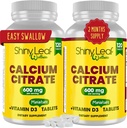 Shiny Leaf Calcium Minis 600 mg - Daily Tablets of Calcium Citrate 600mg Plus Vitamin D3 for Bariatric Post-Op and Gastric Bypass for Women and Men, Easy to Swallow, Made in USA, Vegetarian - 240 Ct.