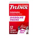 Tylenol Extra Strength Dissolve Packs, 500 mg Acetaminophen Pain Reliever & Ateş Tespiti, On-Go Toz Paketleri, Minor Aches & Pains, Ibuprofen- & aspirin-Free, Berry Flavor, 12 ct