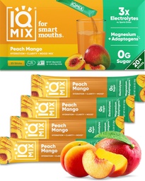 IQMIX Hydration Electrolyte Dust – 4-in-1 Formula for Hydration, mental Clarity, Mood and Recovery – Sugar-Free Drink Mix, Keto, Magnezyum L-Threonate, Lion's Mane – 20 Count Peach Mango