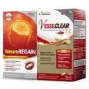 LABO Nutrition VesseCLEAR EX + NeuroREGAIN: Nattokinase NSK-SD, Elastin F for Clean & Flexible Blood Vessel, Cardiovascular & Circulation Support, Scallop-derived PLASMALOGEN for Brain Deterioration