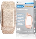 Silicone Adhesive Bandages Large Sizes for Sensitive Fragile Skin 2"x4" 20 Count Flexible Fabric Latex Free Hypoallergenic Breathable XL Bandages for Adhesive Allergy Wounds