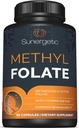 Sunergetic Premium Metil Foate Supplement – Metilated Vitamin B12 ve Vitamin B6 – Metabolically Active Folate as Magnafolate - Mefote 400 mcg per Capsule – 60 Capsules