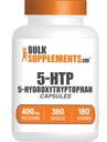 BulkSupplements.com 5-HTP Capsules - 5-Hydroxytryptophan, 5 HTP Supplement - 5-HTP 400mg, for Overall Well-Being - Gluten Free, 2 Capsules per Serving, 360 Count (Pack of 1)