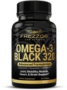 FREZZOR Omega 3 Black - Green Lipped Mussel Oil Capsules, Made in New Zealand, UAF1000+, Joint Care & Relief, Heart & Immune Support, No Fishy Aftertaste, 320 Count (Pack of 1)