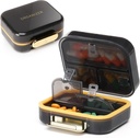Toplive 7 Compartments Portable Pill Organizer Travel Medicine Pill Organizer, Moisture Proof Small Pill Case Pocket Pill Holder Daily Pill Container Box for Fish Oil Vitamins, Black