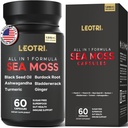 Organik İrlandalı Deniz Moss Capsules: Sea Moss 10500 mg Black Tohum Petrol 6000 mg Turmeric 3000 mg Ashwagandha 3000 mg Burdock Kök 3000 mg Ginger for Skin Gut Health Superfood 60 Capsules