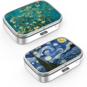 Pill Box 2 Karşılaştırma Küçük Pill Vakası, Pocket veya Purse Pill Organize Pill Konteynerleri Vitaminler, İlaçlar, Balık Yağı ve Supplements(2ücretli)