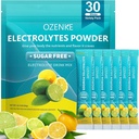 Elektrolytes Toz Packets,30 Sticks Hydration Packets Sugar Free, Electrolyte Drink Mix Portable Electrolyte Packets for Rapid Hydration, 0 Sugar & 0 Calorie, Lemonade Flavor