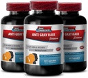 Folic Acid Pills - Anti-Gray Hair Solution - Chlorophyll Pills, Gray Hair Vitamins, Pantothenic Acid, Nettle, Hair Color Vitamins, Support Natural Hair Color, Saw Palmetto, (3 Bottles - 180 Capsules)