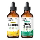 Wild & Organic Bacopa Tincture 4 fl oz & Holy Basil Tincture 4 fl oz