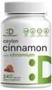 Ceylon Cinnamon, Chromium 1000, 240 Capsules | Active İç Bark Ekstraksiyon, Gerçek Sri Lanka Kaynağı | Doğal Cinnamon Supplements