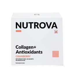 NUTROVA Collagen+Antioksis Supplement - of Marine Collagen Toz for Men & Women,Increas Skin Hydration,Reduces Skin Hasar,Depres,Cranberry, 1 sayı,30 Hizmetler