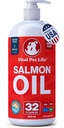 Köpekler ve Kediler için Salmon Yağı - Sağlıklı Cilt & Ön, Balık Yağı, Omega 3 EPA DHA, Evcil hayvanlar için Sıvı Gıda Tamam, Tüm Doğal, Ortak ve Kemik Sağlığı, Doğal Alerji & Inflammasyon Savunması, 32 oz