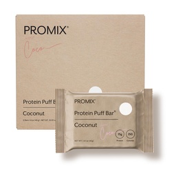 ProMix Beslenme Protein Puff Bars - Coconut - Marshmallow Crispy Treat - Great Tasting & Cold On The Go Snack - Yüksek Protein & Low Calorie - Gluten, Soy, & Corn - 12 Bars