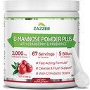 Zazzee D-Mannose Toz Plus, 2000 mg, 67 Hizmet, Potent & Fast-Acting, Plus 5 Milyar CFU Probiyotikler ve Pure Cranberry Juice, Kosher, Free Scoop, 6.5 Oz, Gluten-Free, Non-GMO All-Do