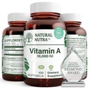 Doğal Nutra Vitamini 10.000 IU Softgels - Yüksek Potency Eye ve Skin Vitaminleri - Gluten-Free - Sight & Skin Health için Tamam - Erkekler ve Kadınlar için Balık Canlı Yağı, Gluten Free 250 Softgels (2 Pack)
