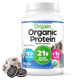 Orgain Organic Vegan Protein Toz, Kurabiyeler ve Krem - 21g Plant bazlı Protein, 7g Prebiyotik Fiber, Low Net Carb, No Lactose Materialss, NoEDIT Sugar, Non-GMO, For Shakes & Smoothies, 2.03 lb