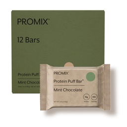 ProMix Beslenme Protein Puff Bars - Mint Chocolate- Marshmallow Crispy - Great Tasting & Cold On The Go Snack - Yüksek Protein & Low Calorie - Gluten, Soy, & Corn - 12 Bars
