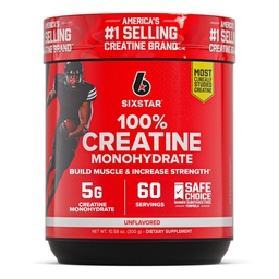 Six Star 100% Kretine Monohidrat Toz - Unflavored Micronizedtine Monohidrat Supplement for Workout Performance, Muscle Building & Strength - Kretine Toz for Women & Men - 60 Hizmetler