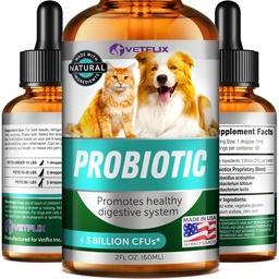 Köpekler için Premium Probiyotikler, Kediler - Digestive Enzymes & Prebiyotiks Supplement - Relieve Diarrhea, Vomiting, Upset Stomach, Gas, Constipation & Bad Breath - Supports Digestive System - 2 Fl Oz