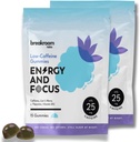 Breakroom Labs Enerji ve Focus Gummies - Low Caffeine 25 mg w/L-Theanine, Lions Mane, Vitamin B12 - Yetişkinler için Hiçbirotropik Beyin Tamamı, Çocuklar - Vegan, Low Sugar, Blue Raspberry Flavor, 30 Hizmetler