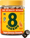 8Greens Fiber Super Greens Gummies | Fiber, Gut Health, Metabolism. Digestive Health, Boost Immune System & Digestive Health with 8 Real Greens - Non-GMO Formula, Gummy, Tangerine Flavor, 50 Count