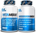 Evlution Men's Multivitamin and Mushroom Kompleks Supplements Nutrition Daily Multivitamin with Essential Minerals and Phytonutrient Kompleks Plus Nootropic Lions Mane Mushroom Supplement Capsules