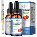 2 Pack Liquid Magnezyum Glycinate Drops with Taurate & Citrate, Calm Magnezyum with Omega3, L-Theanine, Pyum, Ashwagandha, Sleep, Muscle, Immune Health, Sugar-Free Strawberry Flavor