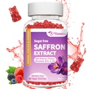 Saffron Gummies, 1 Saffron Supplements Gummies with Magnezyum, Ashwagandha & Rhodiola Rosea, Sugar Free Vegan Karma Berry Flavor - 60Cts