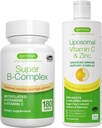 Super B-Complex + Liposomal Vitamin C 1000 mg & Çinko Vegan Sche, Meksit Sustained Release B Kompleksi & High Abxia Liquid Immune Support Complex, by Igennus