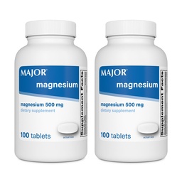 Büyük Magnezyum 500 mg - Magnezyum Oksit Tabletleri - Diyet Supplement - 100 Count (2 Pack)