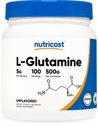 Nutricost L-Glutamine Toz (500 Grams) Unflavored - Gluten Free & Non-GMO, 100 Hizmet