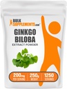 BulkSupplements.com Ginkgo Biloba Extract Toz - Ginkgo Biloba Leaf, Antioksit Kaynağı, Herbal Supplement - Gluten Free, 200 mg per Service, 250g (8.8 oz) (Pack of 1)