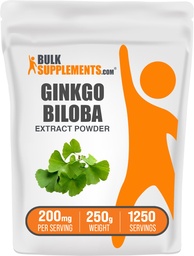 BulkSupplements.com Ginkgo Biloba Extract Toz - Ginkgo Biloba Leaf, Antioksit Kaynağı, Herbal Supplement - Gluten Free, 200 mg per Service, 250g (8.8 oz) (Pack of 1)