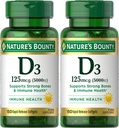 Nature's Bounty Vitamin D3, Immune and Bone Support, 5000IU, Hızlı Yayın Softgels, 150 Ct (Pack of 2)