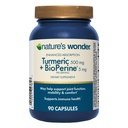 Nature's Wonder Turmeric Supplement with BioPerine - Enhanced Absorption Turmeric Complex 500mg with BioPerine 5mg for Joint Function, Mobility, and Comfort, 90 Vegetarian Turmeric Capsules