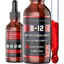Vegan Sıvı B-12 Drops – 60 x 5000 mcg Ekstra Kuvvetli Ağut Vitamin B12 Sıvı Mekobalamin sublingual Supplement | Max improve Aborpsiyon & Energy | Gluten Free 5000 mcg Ekstra Güçlü Raspberry Flavored Vitamin B12 Sıvı Meurs