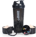 VECH Shaker Bottles for Protein Mixes Workout Shaker Leak Proof Water Bottle Non Slip 3 Layer Twist Off 3 OZ with Pill Tray for Storage Protein Powder Shake Bottle 16 OZ Shake Cup (Black)