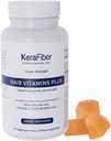 KeraFiber Professional Hair Vitamins Plus Gummies - Biotin Hair Growth Supplements - Vegan Hair Vitamins with Zinc, Vitamins A, C, D, E, B6, B12 - Supports Hair Growth, Skin & Nails - 60 Count