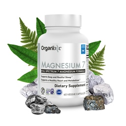 Organixx Magnezyum Glycinate Supplement for Support Sleep, Muscle & Heart Health, 7 Tip Magnezyum Kompleksi B6 Manga, Gluten Free, Vegan, Non GMO, High Abxia, 60 Capsules