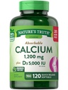 Nature's Truth Calcium 1200 mg Plus Vitamin D3 5000 IU Supplements, 120 Count (Pack of 3)