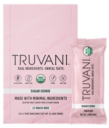 Truvani Plant Based Snack Bars | Sugar Cookie 12 Pack | 6g protein | USDA Organik ve Vegan | Sadece Bar | Süt, Soy ve Gluten Free | Bireysel olarak sardı