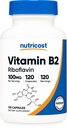 Nutricost Vitamin B2 (Riboflavin) 100 mg, 120 Capsules - Gluten Free and Non-GMO