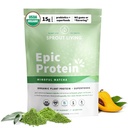 Sprout Living Epic Protein, Plant Based Protein & Superfoods Powder, Mindful Matcha | 17 Grams Organic Protein Powder, Vegan, Non-GMO, Gluten Free, Adaptogens + Nootropics (1 Pound, 12 Servings)
