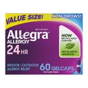 Allegra Adult 24-Hour Allergy Relief Gelcaps, Non-Drowsy Indoor and Outdoor Allergy Medicine, 180 mg Fexofenadine HCI Antihistamine Pill, 60-Count