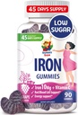 Çocuklar ve Yetişkinler için SUN Iron Gummies - Immune Support Red Blood Hücre Prodüksiyonu Için 10 mg C vitamini ile Demir Vitaminleri