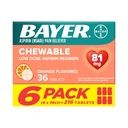 Bayer aspirin Low Dose 81 mg Chewable Tabletler, Pain Reliever, Orange Flavored, 216 Tablet (6 Pack)